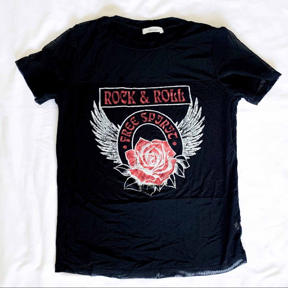 Teenbell Rock & Roll S Black Mesh Short Sleeve Tee